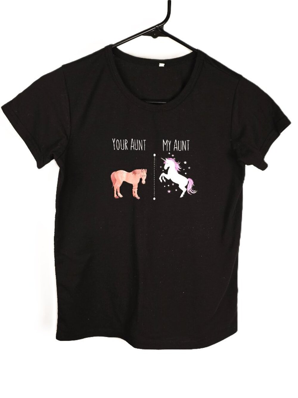 Your Aunt My Aunt Unicorn Girls T-shirt Size XL Black Niece Gift Short Sleeves